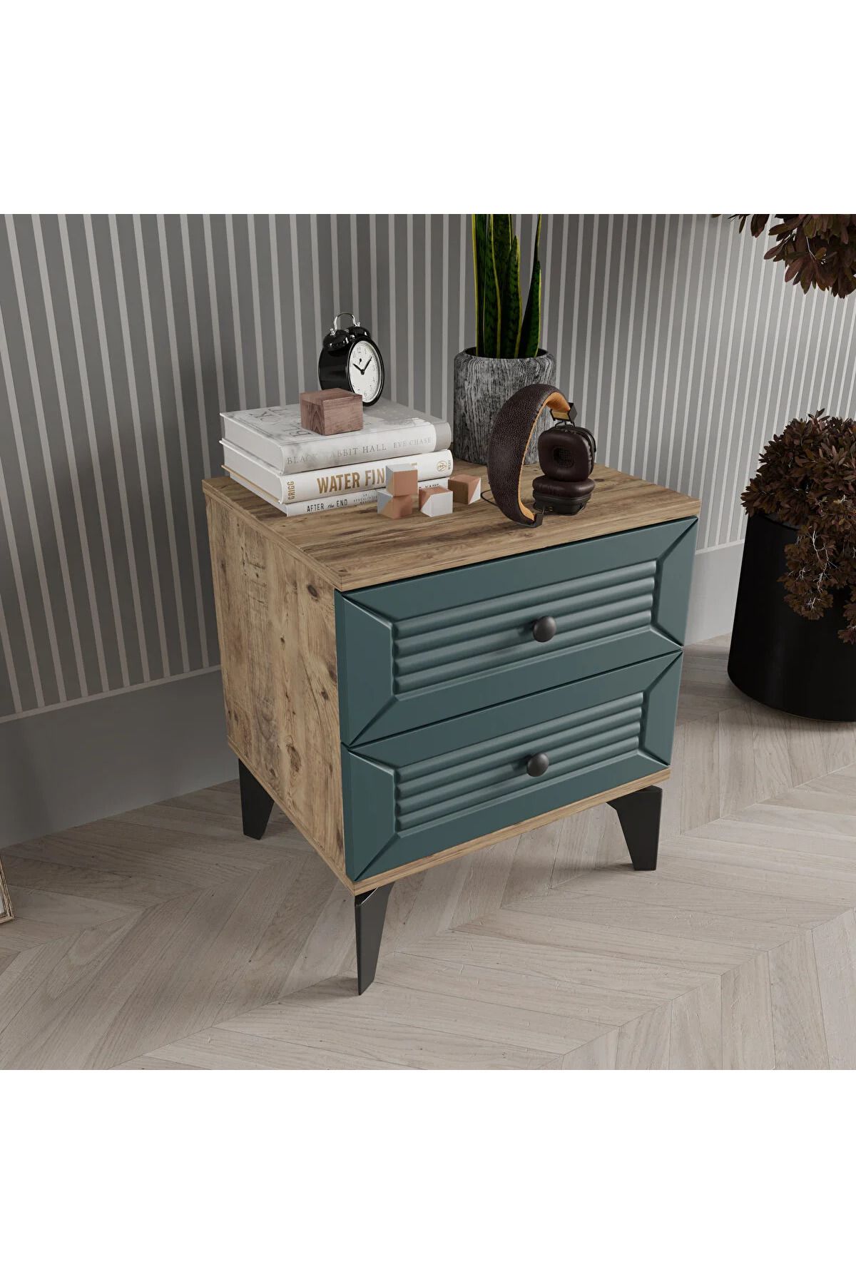 MOBİL VİA Line Yeşil Komodin Tamamı Mdf