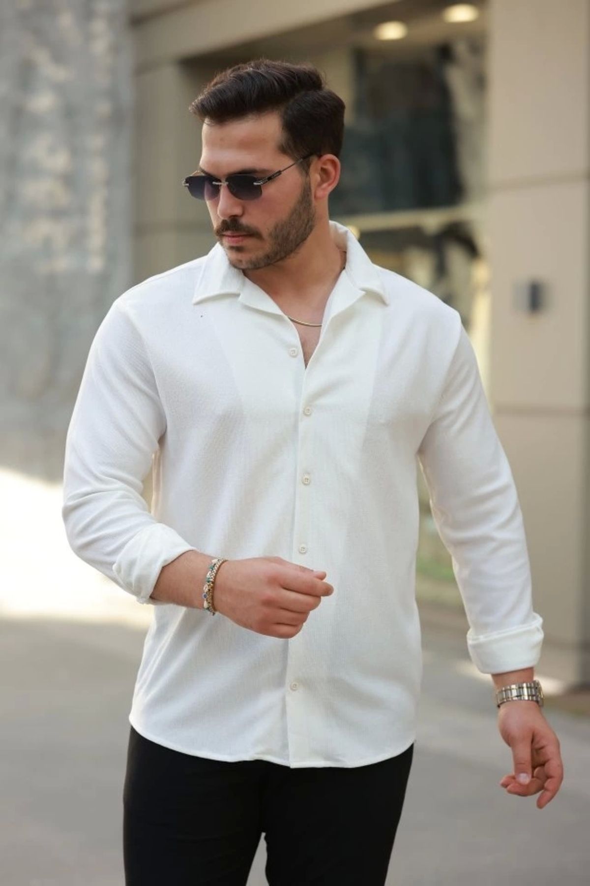 Butik Erkek Kadife Dokulu Uzun Kollu Gömlek