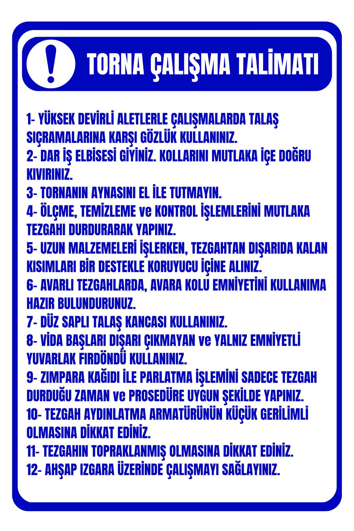 Girl Power 35 x 50 Torna Çalışma Talimatı Folyo Baskı Sticker Uyarı Levhası