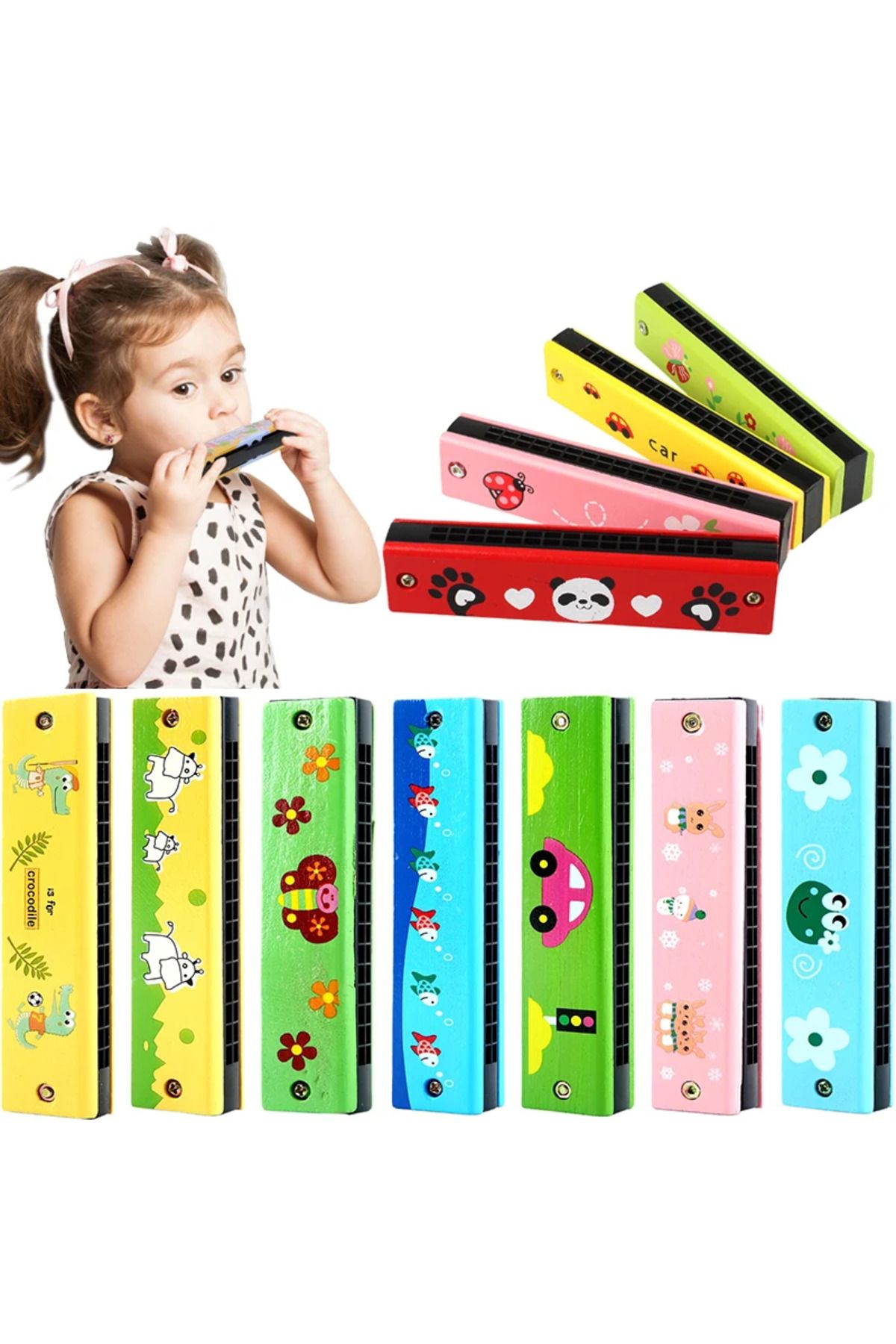 Wolawood Doğal Ahşap Mızıka Renkli Öğretici Eğlenceli Müzik Enstrümanı Kaliteli Melodik Nefesli Çalgı