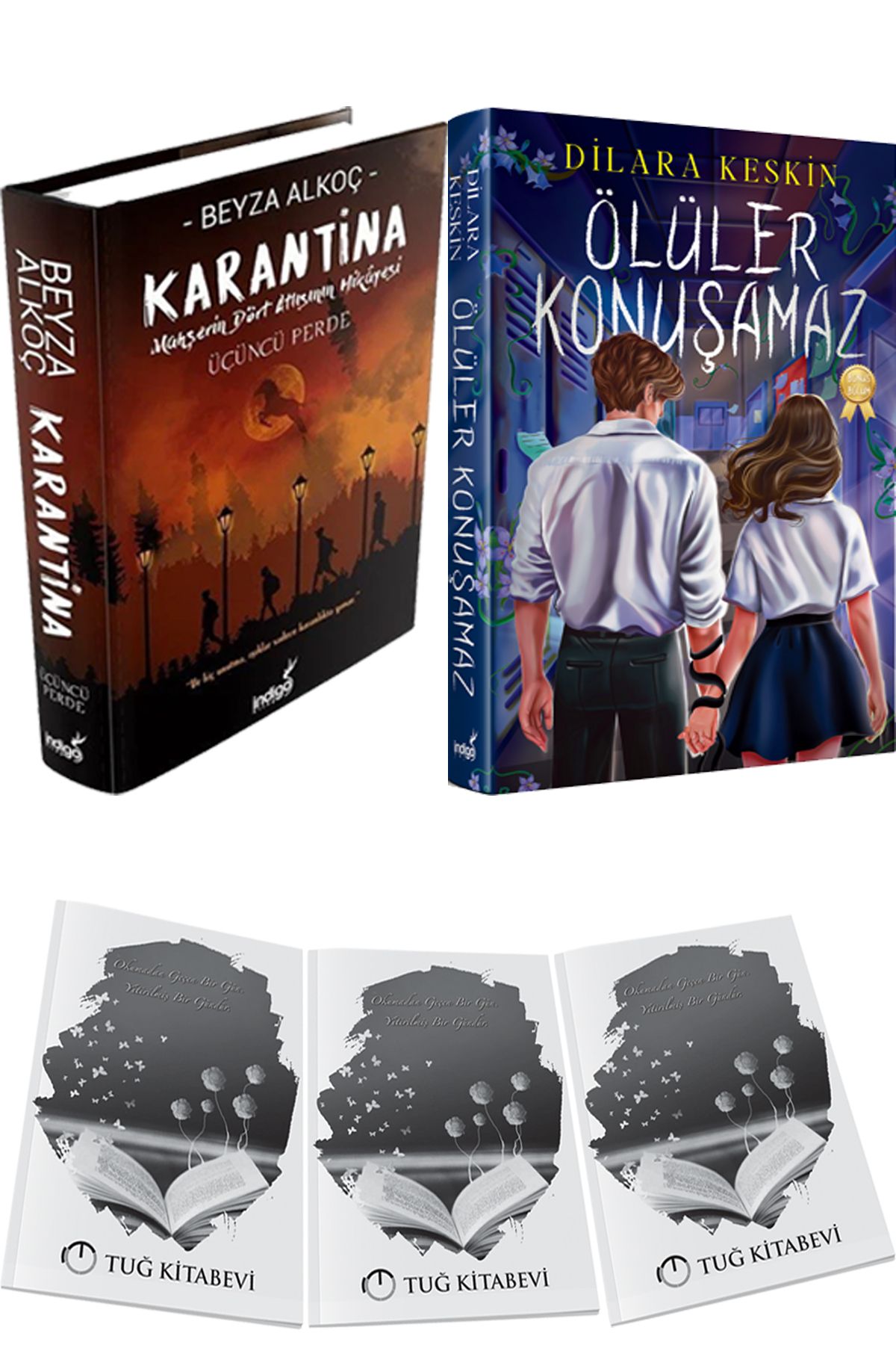 İndigo Kitap Karantina 3 Ciltli ve Ölüler Konuşamaz Yeni Ciltli + Hediyeli