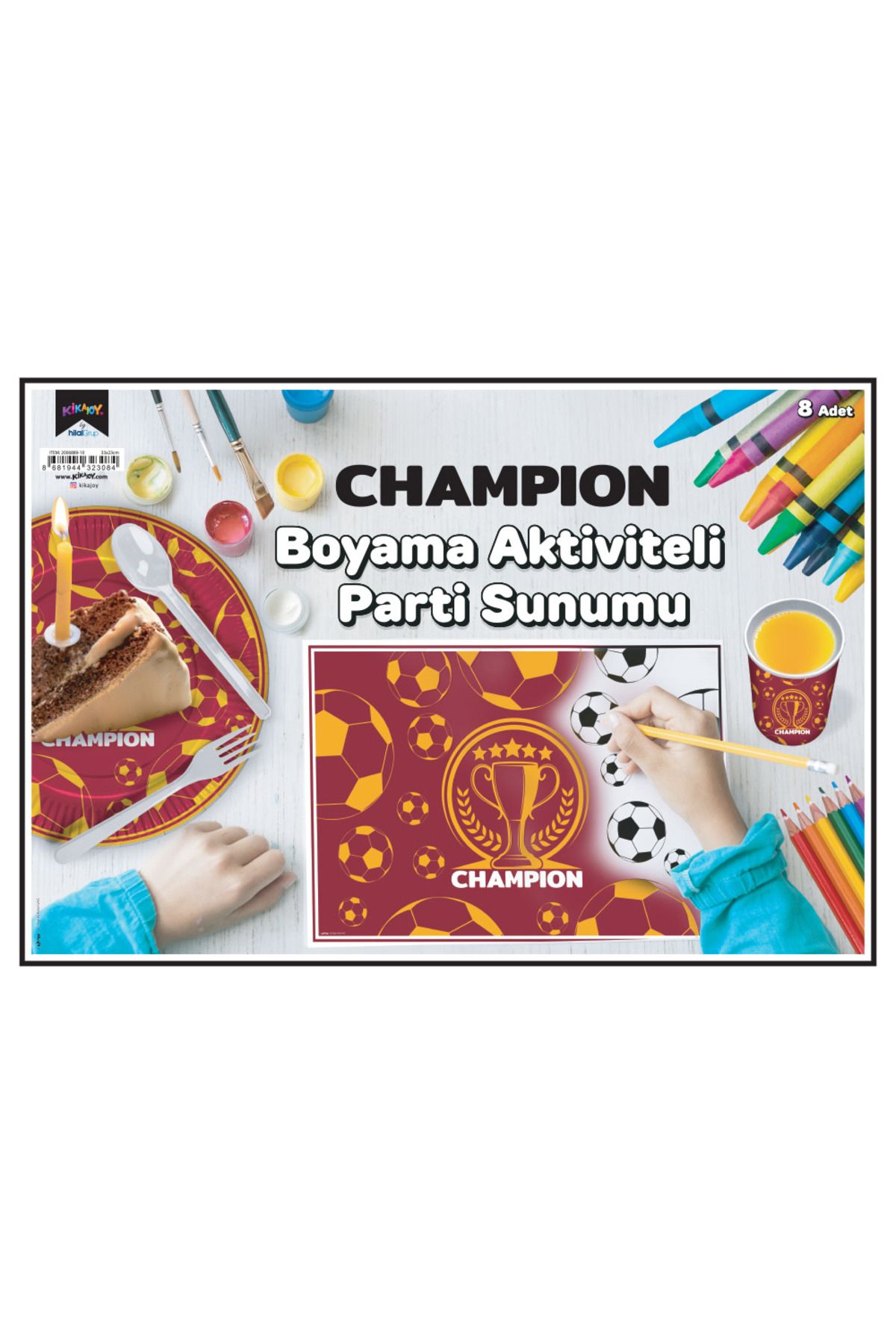 ALPJOY Boyama Aktiviteli Parti Sunumu 8li Champion Sarı Kırmızı