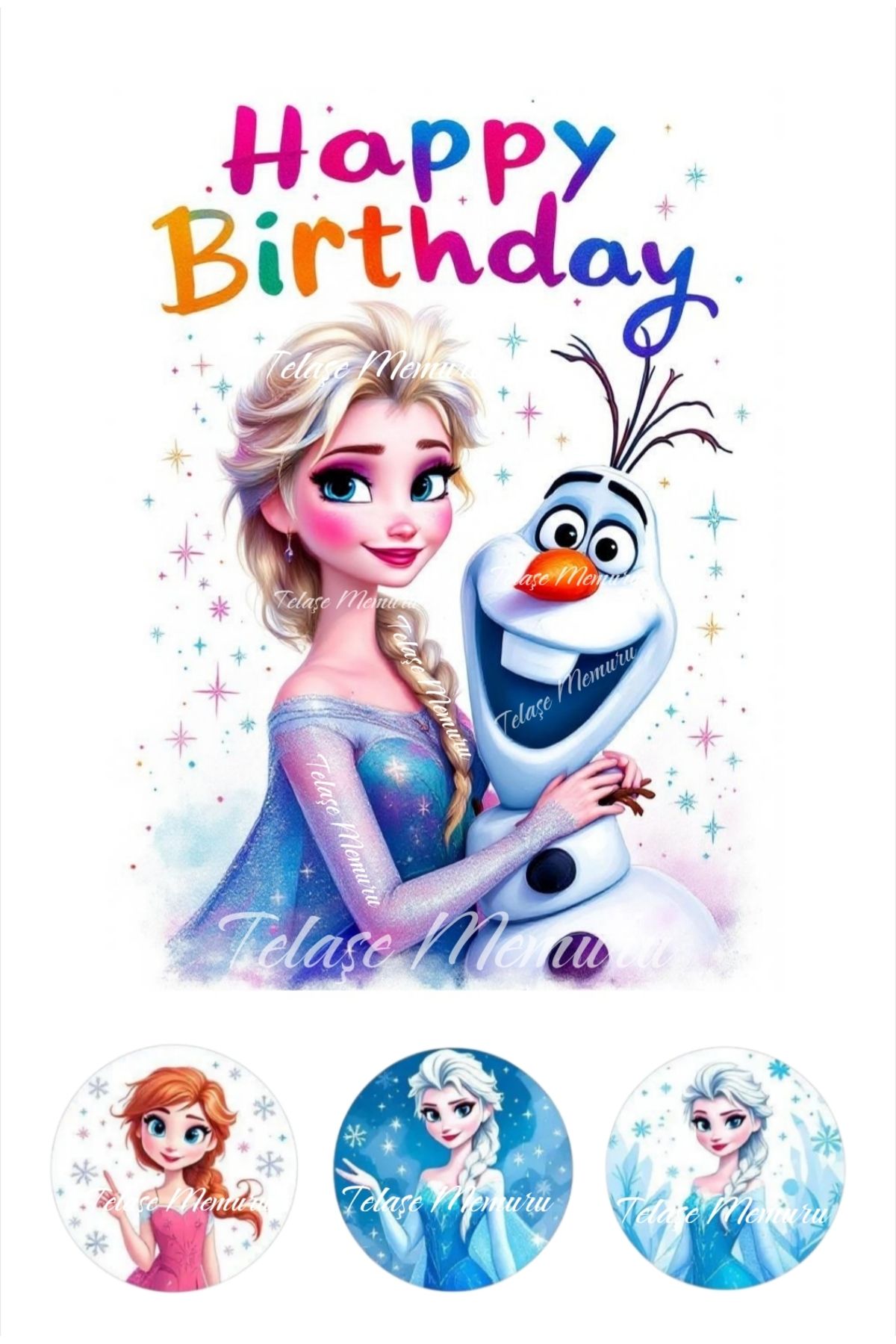 telaşe memuru Elsa Pasta Süsü - Elsa Pasta Resmi - Resimli Yenilebilir Kağıt Baskısı Model 4