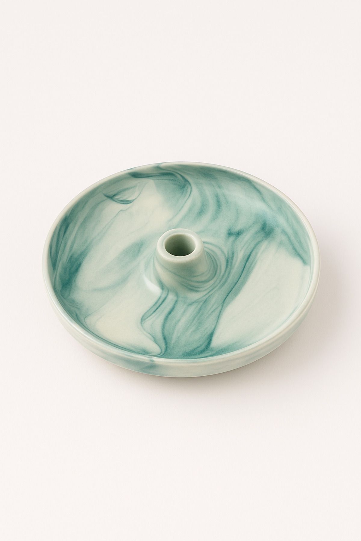 Hyge Yeşil Mermer Desenli Seramik Tütsülük | Green Marble Pattern Holder | Palo Santo-Sandal-Öd