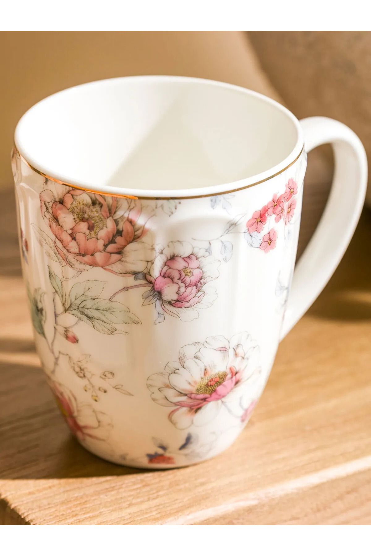 LC Waikiki LCW HOME Beyaz Çiçek Baskılı Porselen Kupa 350 ml