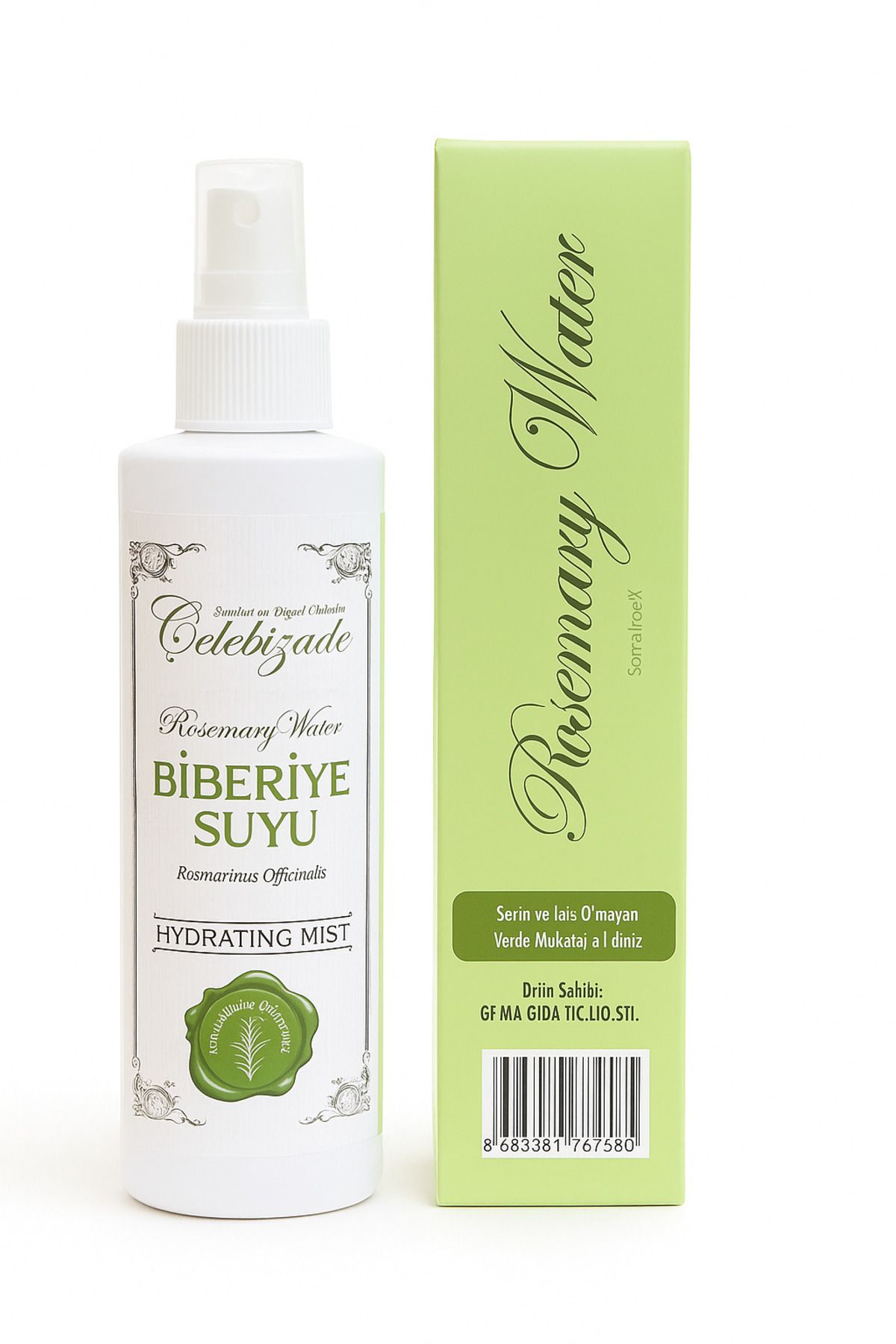 çelebizade Biberiye Suyu Hidrosol Sprey – Saf Bitki Suyu 250 ML
