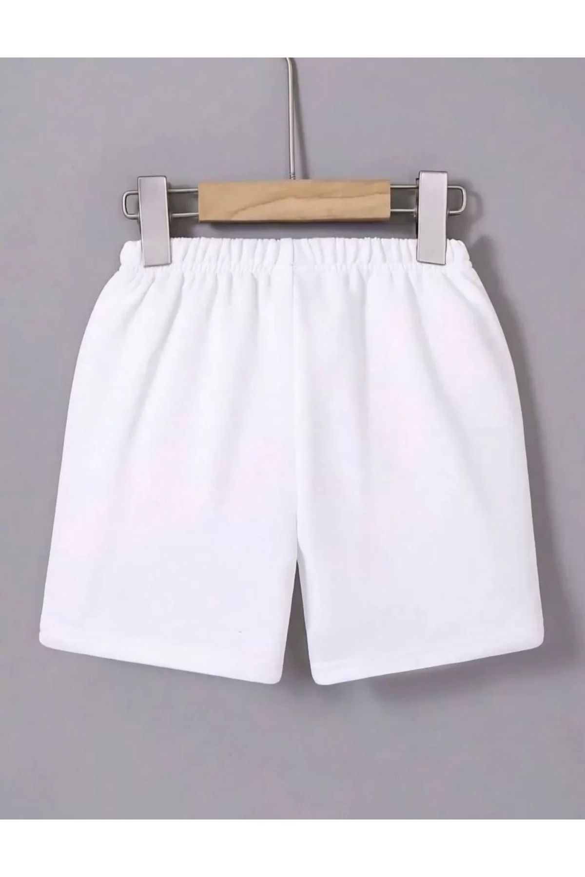 BÜŞRA TEZEL MODA Kadın Beli Lastikli Mini Düz Şort - Beyaz
