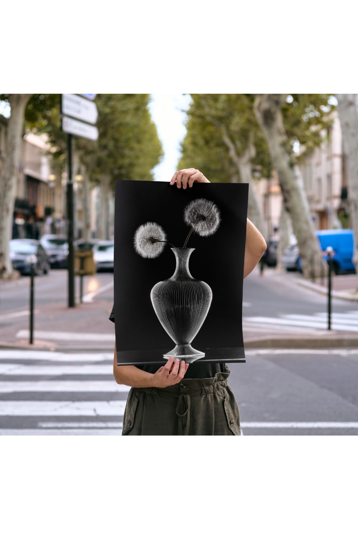 Rosaart Çerçevesiz Poster Cam Vazo ve Karahindiba Çiçeği