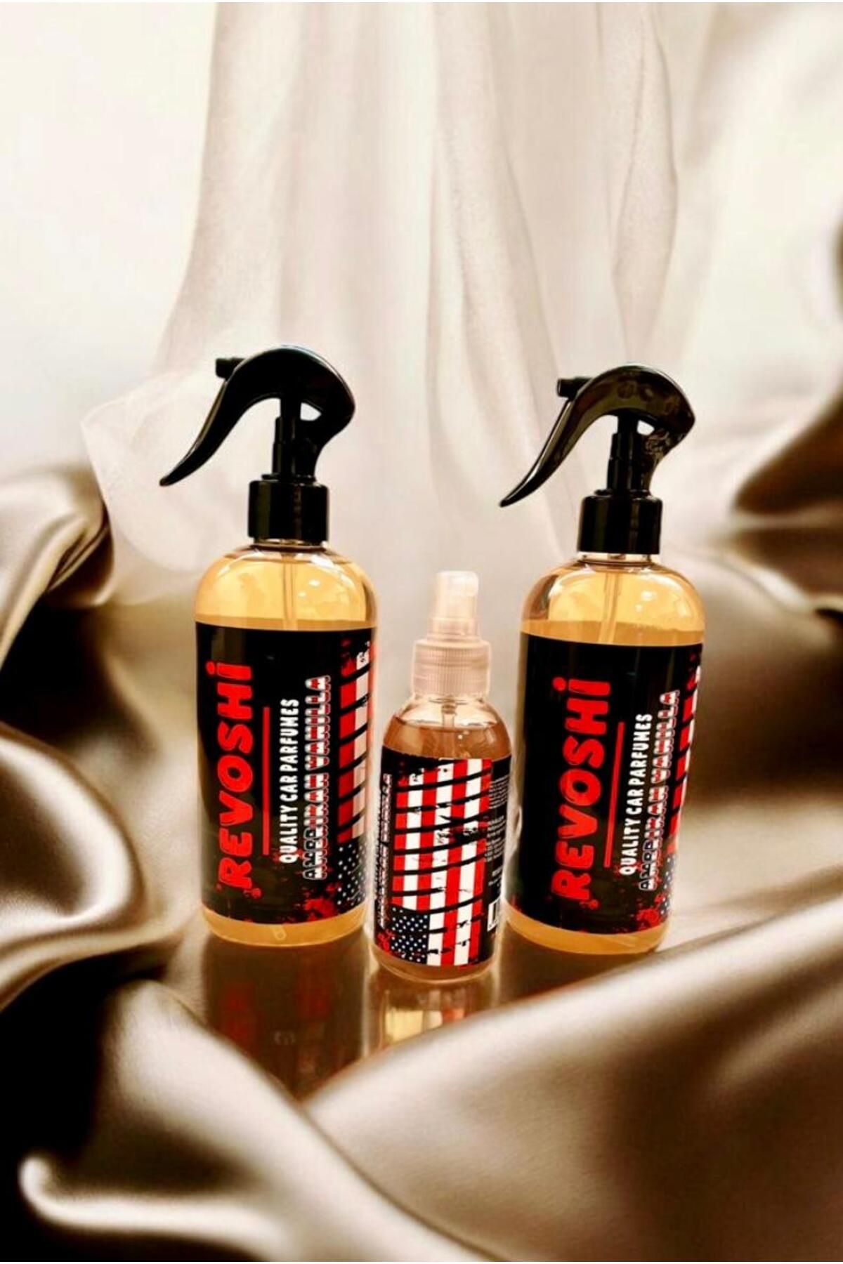 REVOSHİ 500ml Amerikan Vanilya + 500ml Amerikan Vanilya + 150 ml Amerikan Vanilya Sprey Araç Koku SETİ