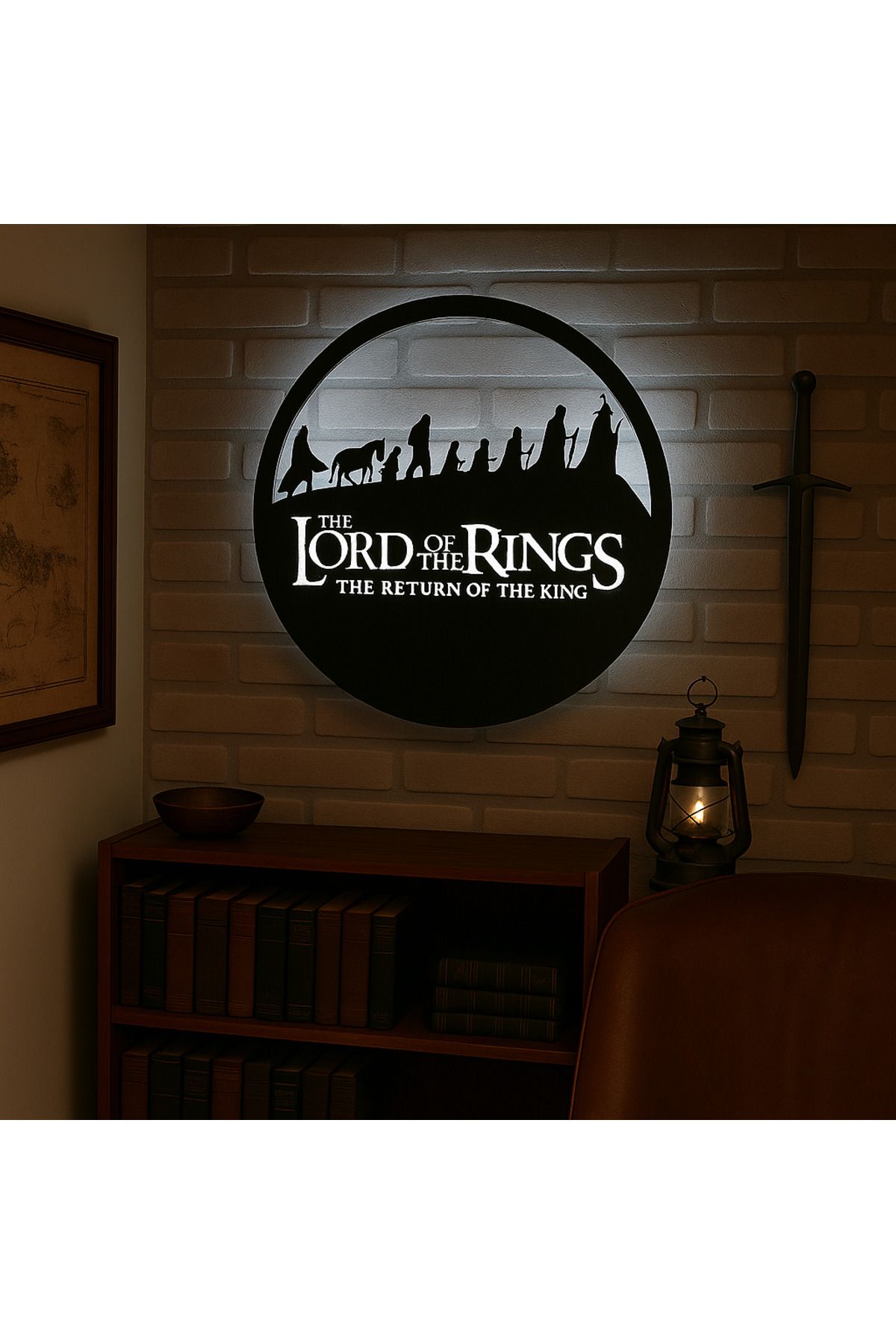StorHome The Lord of the Rings 50x50 cm MDF Duvar Dekoru LED Işıklı - Tak Çalıştır Film Temalı Aydınlatma