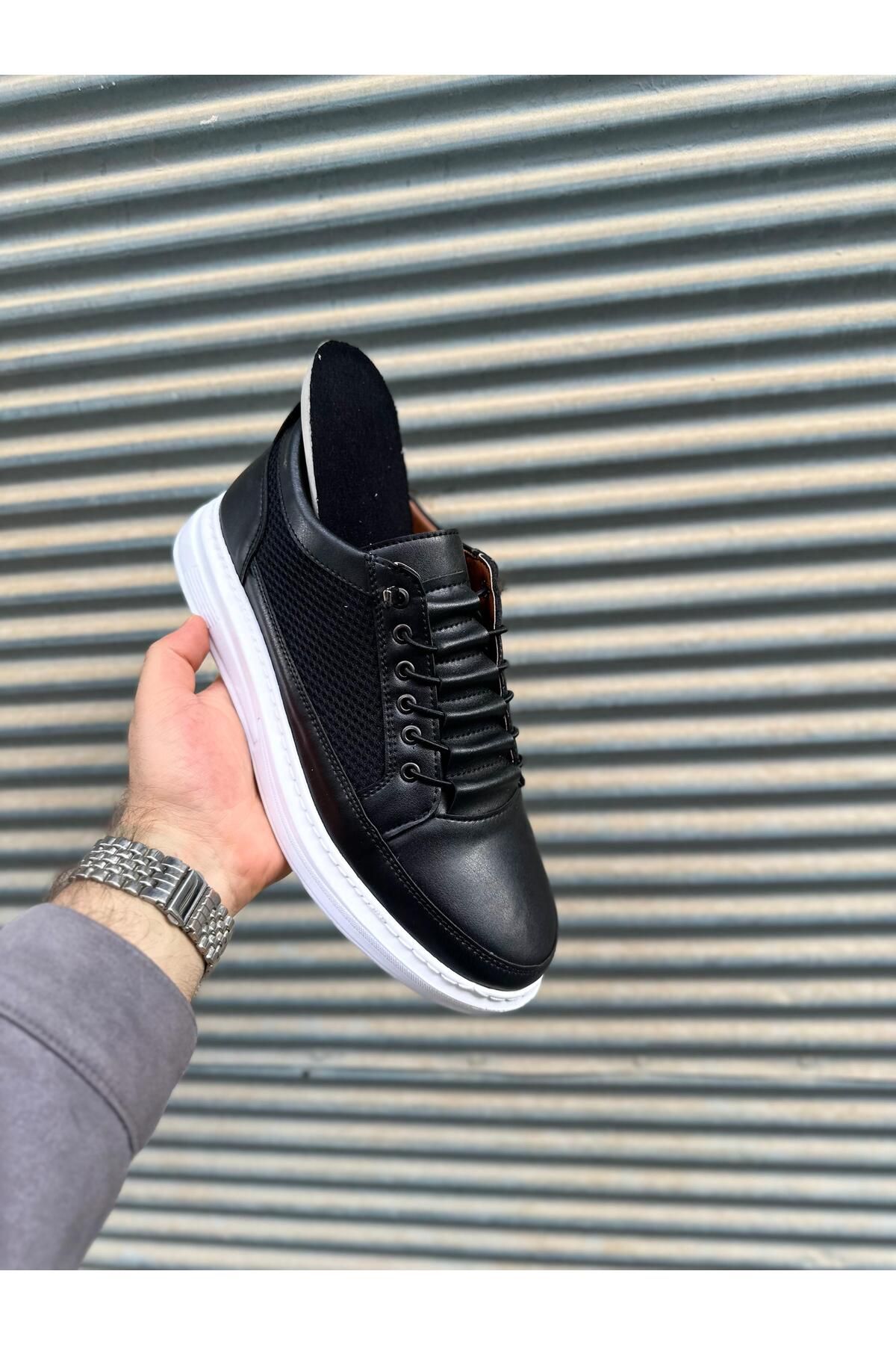 MAYDANOZSHOES Erkek Beyaz File Detaylı Sneaker – Casual Günlük Ayakkabı