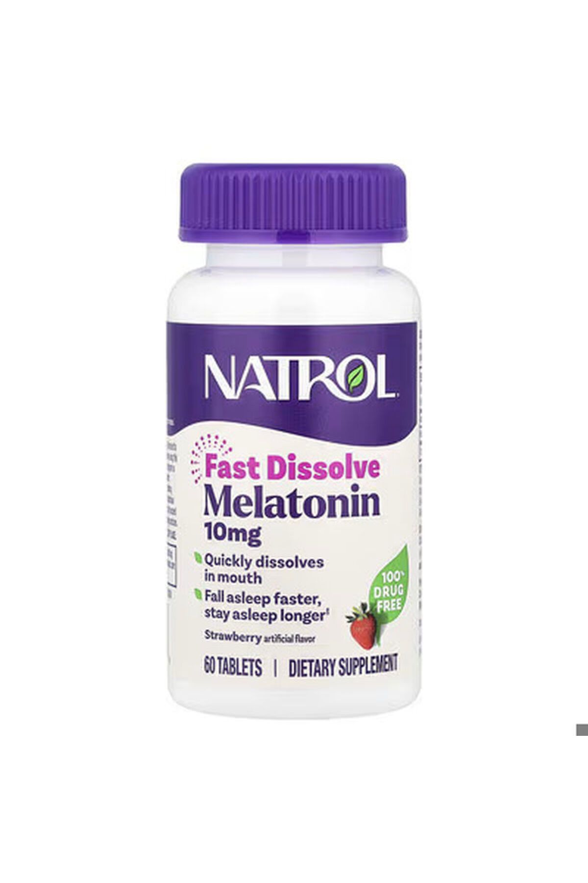 TAKVİYE DÜNYAM Natrl Fast Dissolve Melatoninn 10mg Tablet - Strawberry Flavor, 60 Count Sleep Support