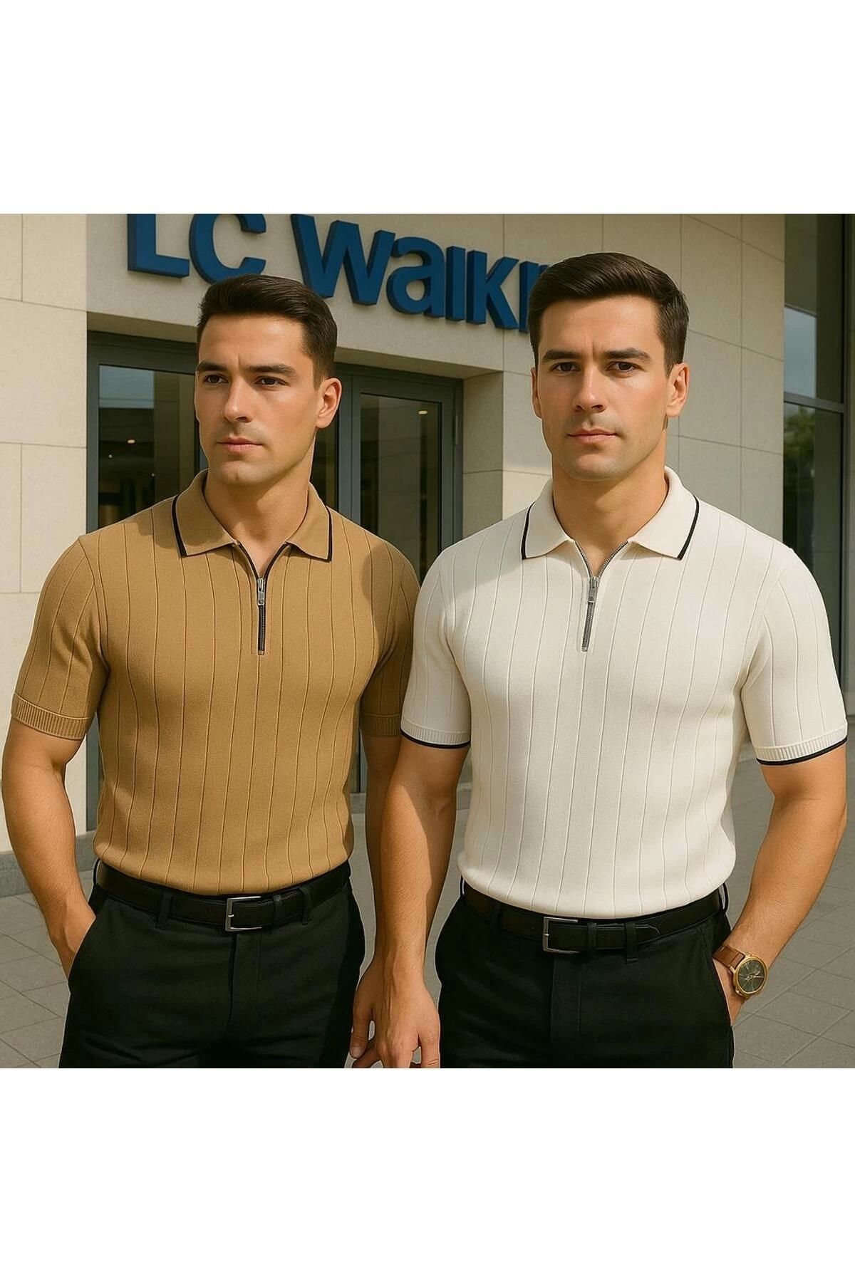 LC Waikiki 2li Polo Yaka Fermuarlı Kısa Kollu Erkek Yazlık Triko Premium Kalite Tişört / T-shirt