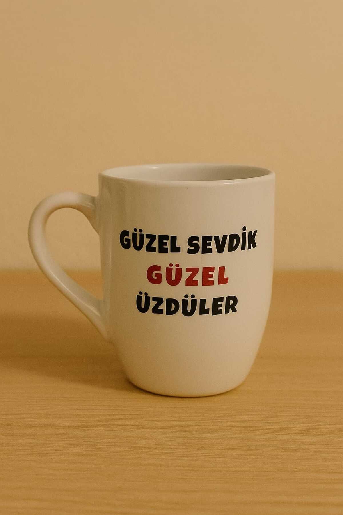 Tasarım Güzel Sevdik Güzel Üzdüler - Bulut Kupa - Hediyelik Seramik Kupa