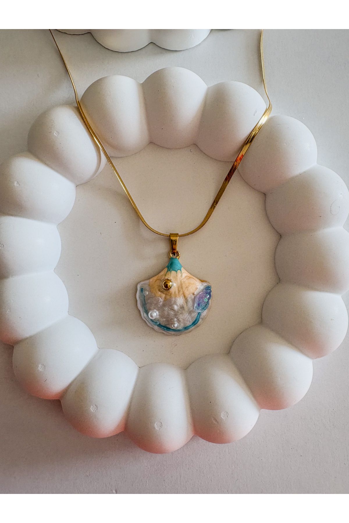 LeyyaJewelry İnci Ve Deniz Kabuklu Midye Çelik Kolye