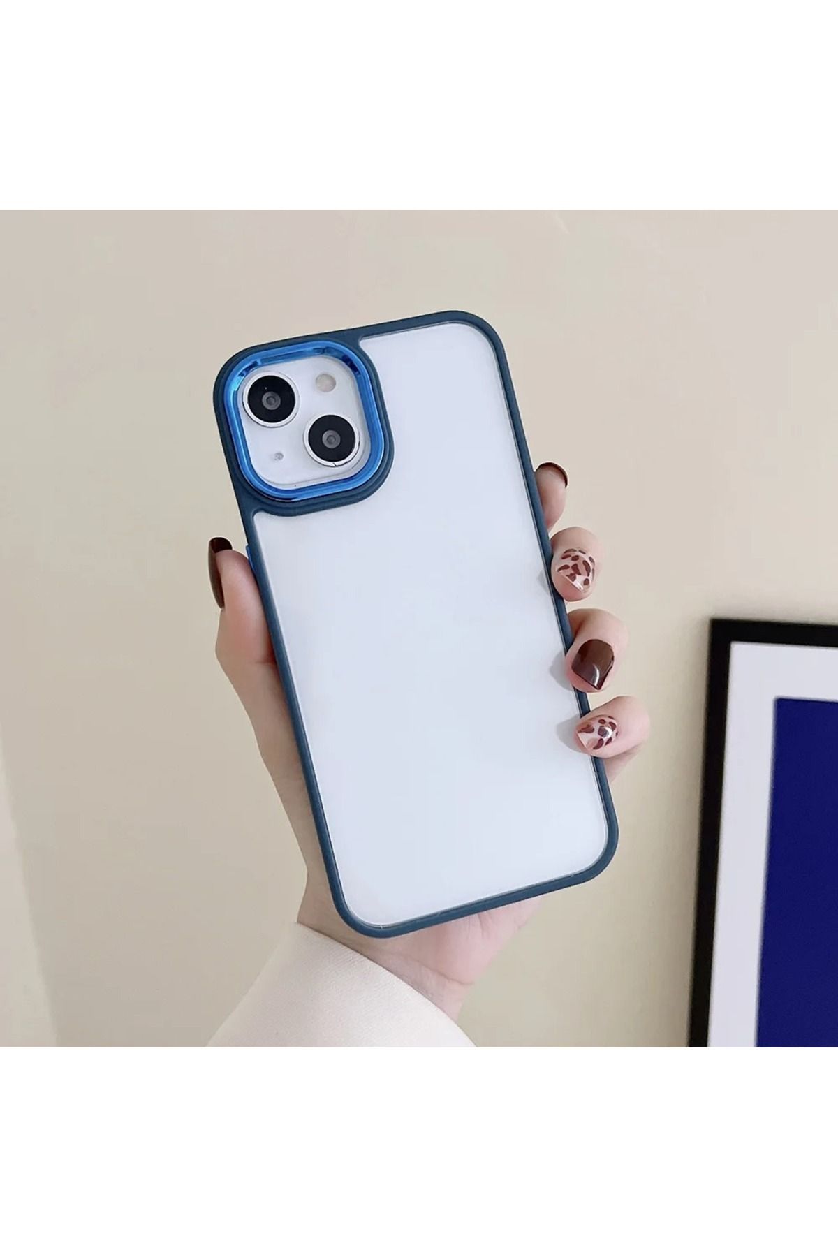 ERMER Iphone 13 Promax İçin Parlak Şefaf Renkli Kenarlıklı Şık Görünümlü Telefon Kılıfı Kapak