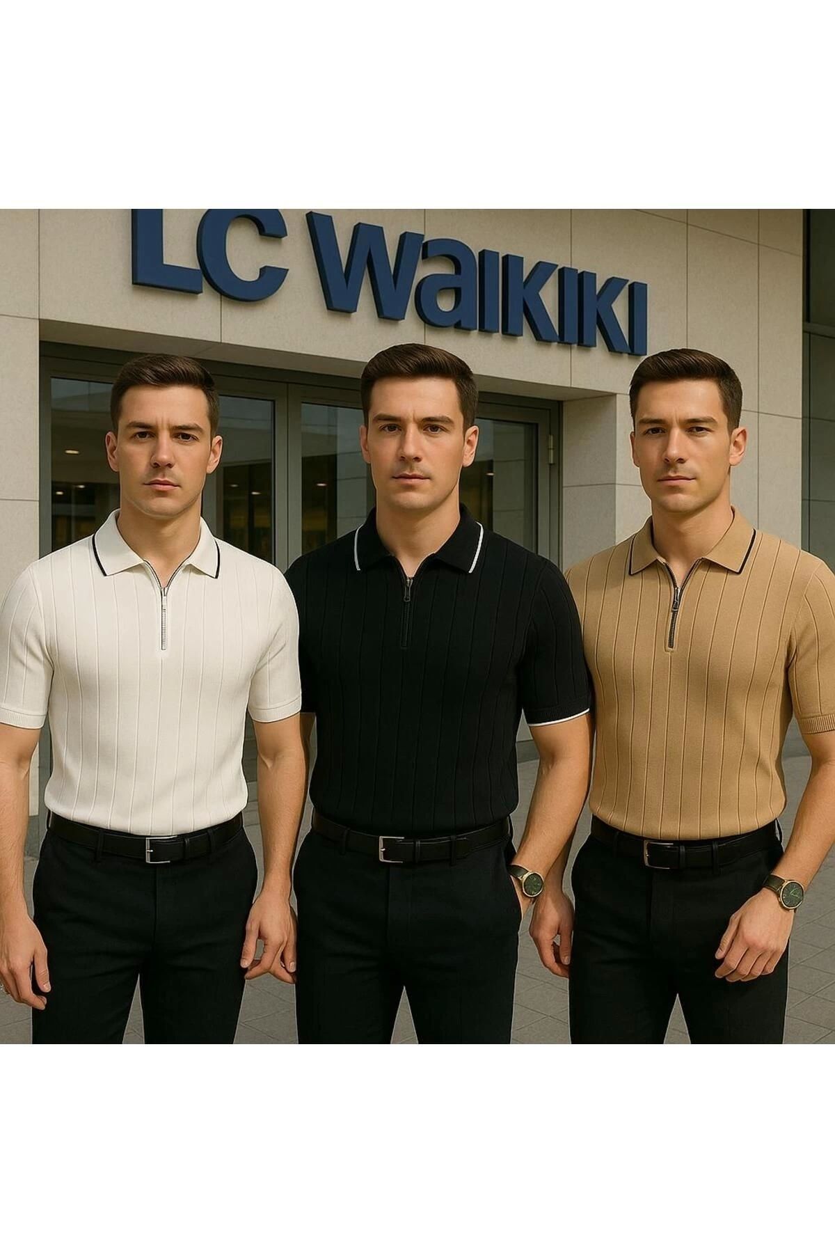 LC Waikiki 2li Polo Yaka Fermuarlı Kısa Kollu Erkek Yazlık Triko Premium Kalite Tişört / T-shirt