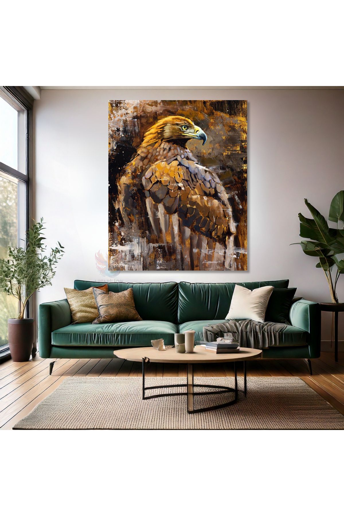 Artarilion Kahverengi Kartal Kanvas Tablo Kartal Tablosu Ofis Ev Tablosu
