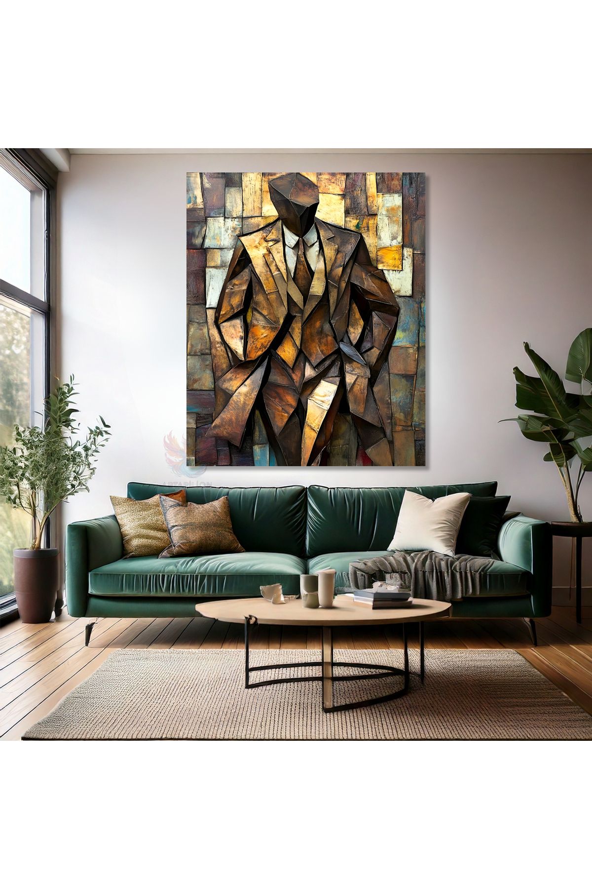 Artarilion Soyut Takım Elbiseli Adam Tablosu Kanvas Modern Tablo Ofis Tablosu