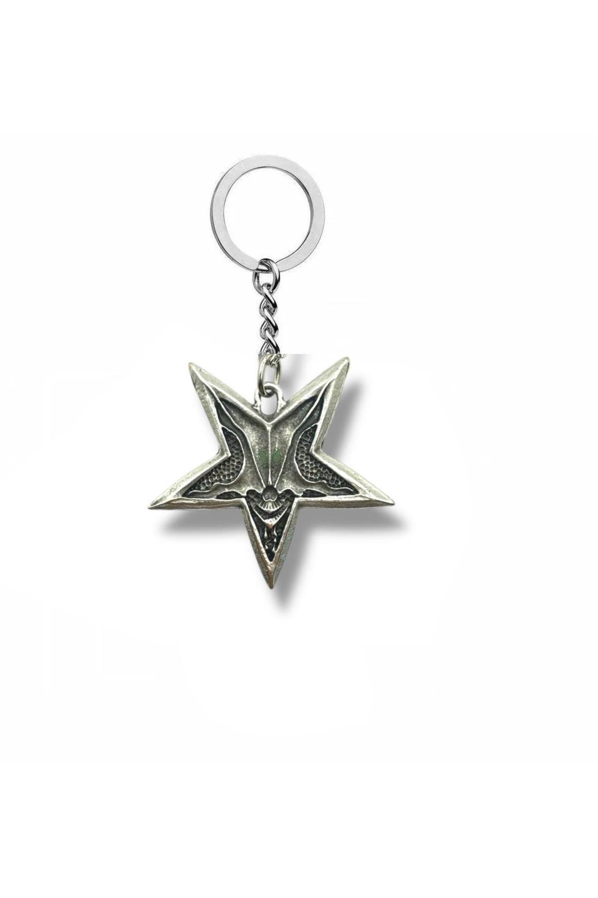 Herşey Nota Pentagram Şeytan Figürlü Unisex Metal Anahtarlık