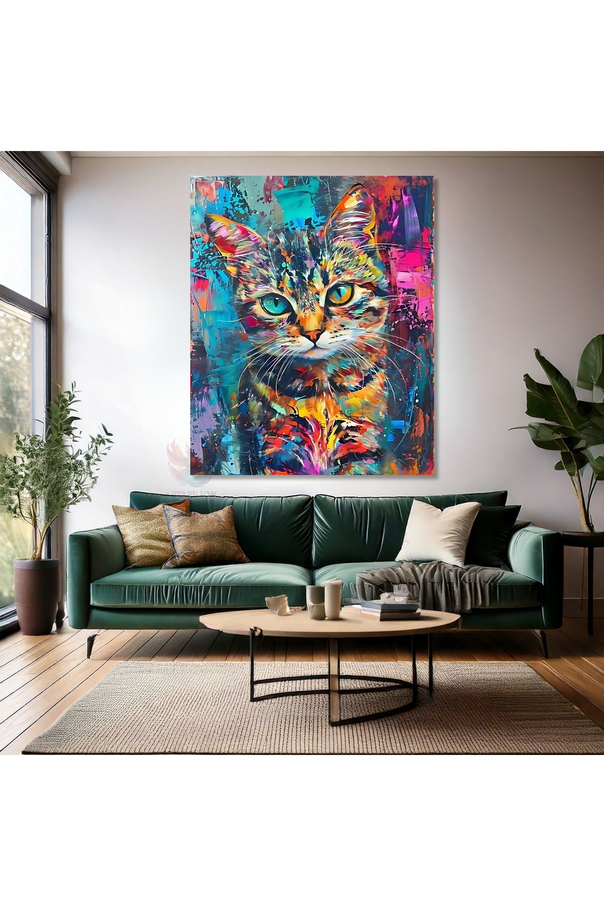 Artarilion Renkli Sevimli Kedi Tablosu Kanvas Tablo Kedi Tablosu