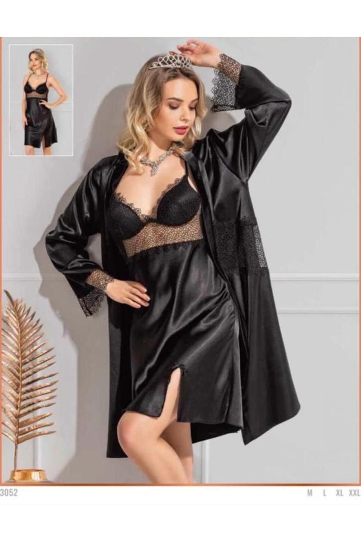 Lüx Wood VICTORIA 3052 KADIN SABAHLIK VE GECELİK 2 LI SET TAKIMI
