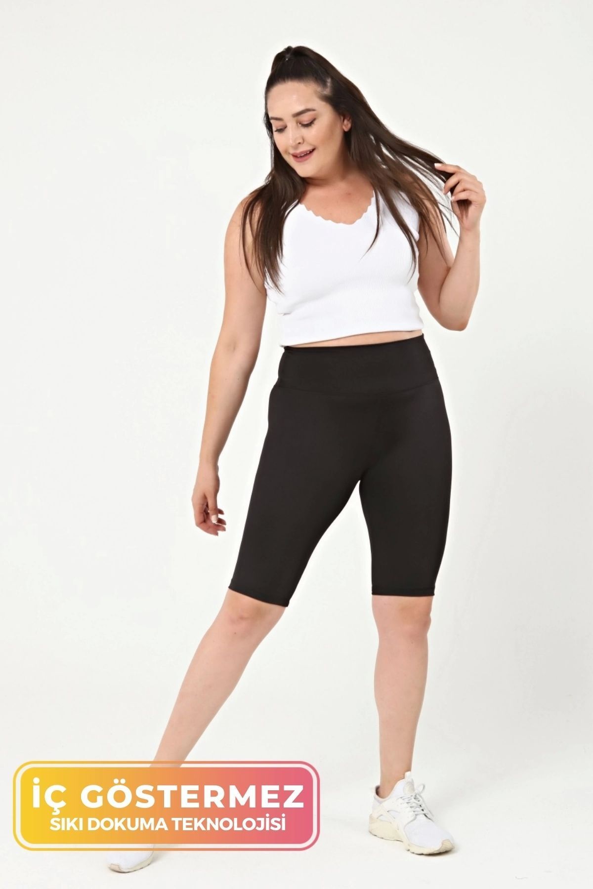Por Favor Sporcu Modeli Yazlık Spor Taytı Fitness Gym Training Siyah Kısa Spor Tayt