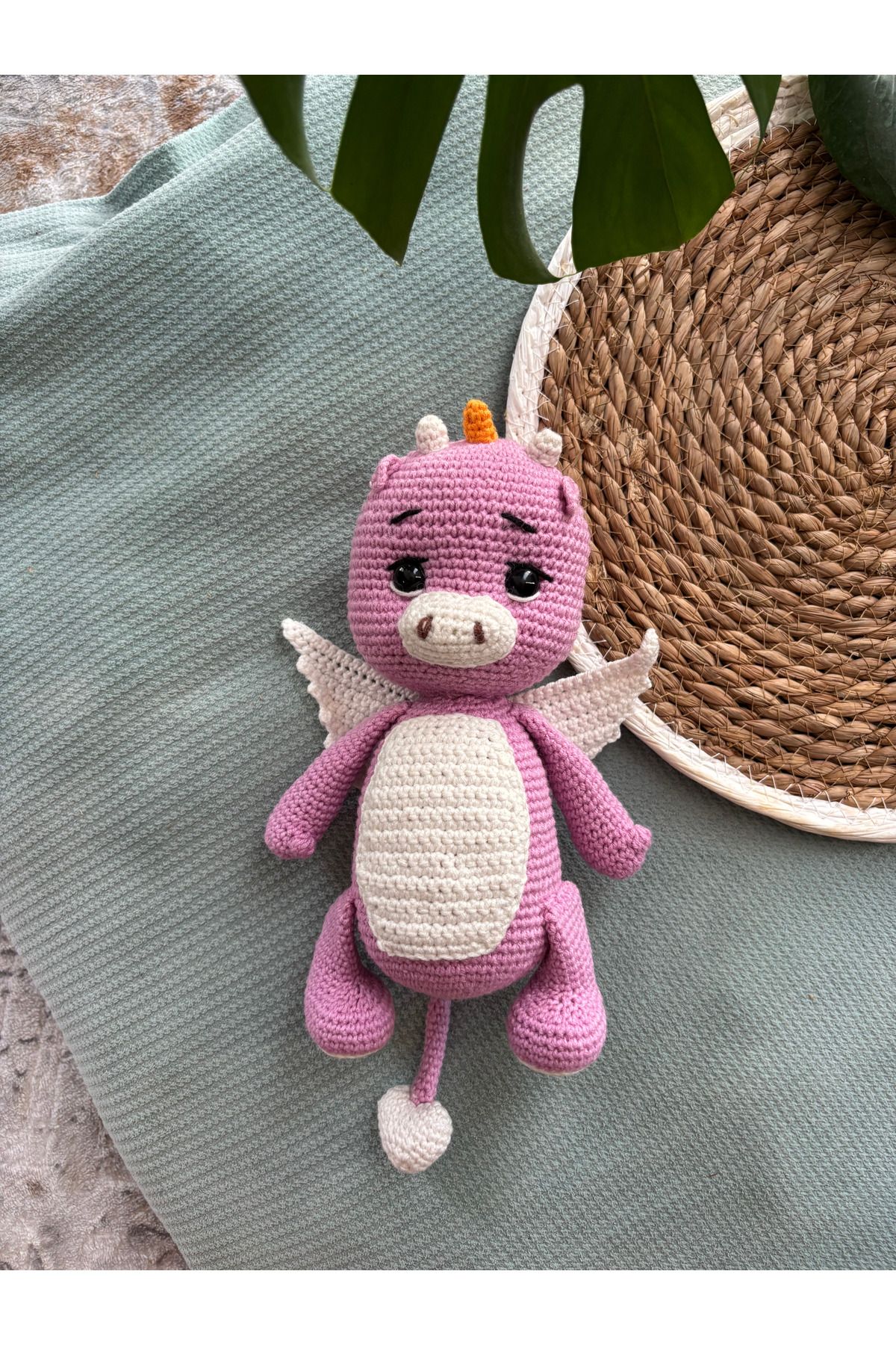 Aia&Co Amigurumi Sevimli Dinozor Organik Örgü Oyuncak Uyku Arkadaşı