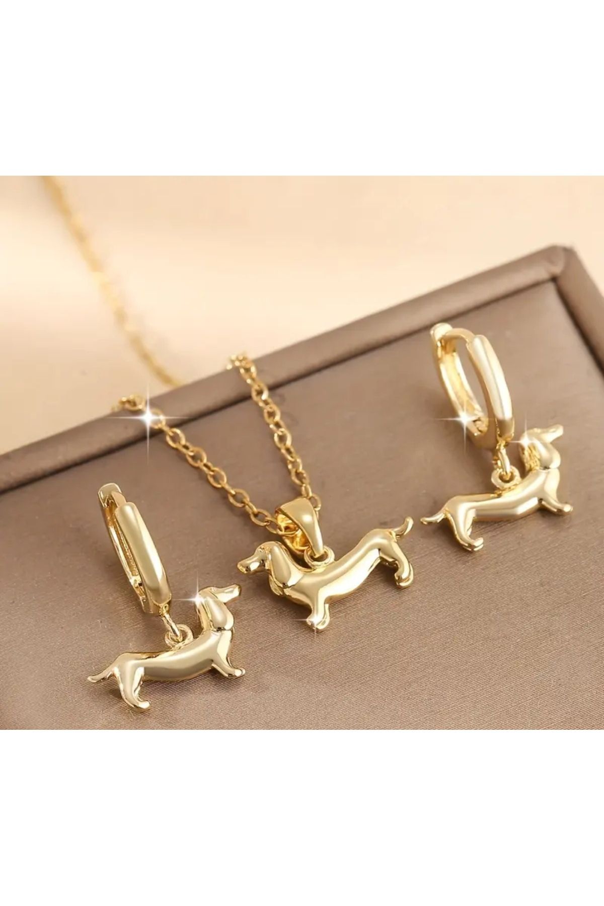 ORGANICYOU YIWU Vintage Bakır Dachshund Kolye ve Küpe Seti, Kadınlar için Sevimli Hayvan