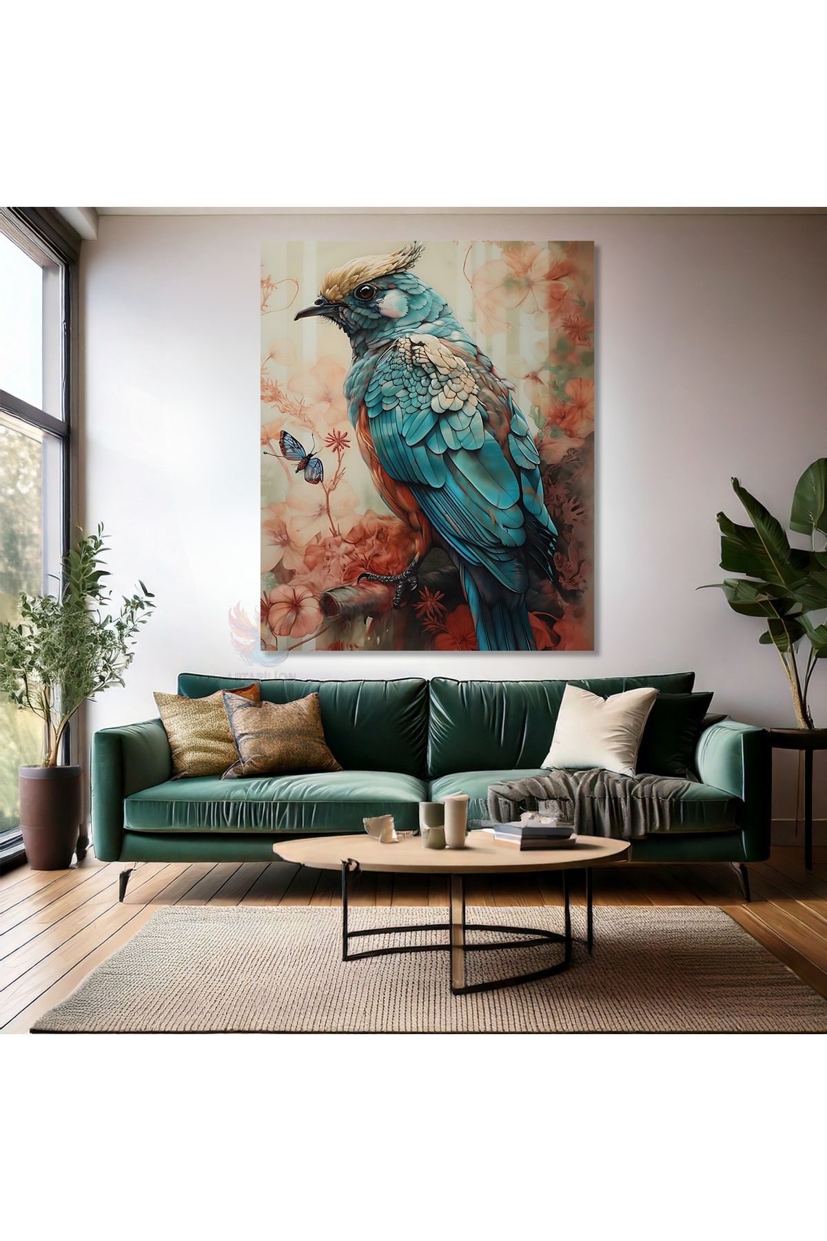 Artarilion Mavi Kuş Tasarım Kanvas Salon Tablosu Modern Duvar Dekoru