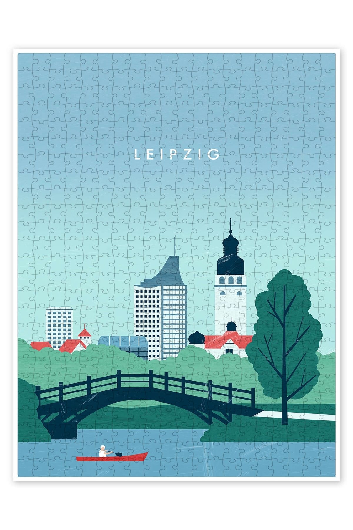 Jeronkarji Leipzig illüstrasyonu 500 Parça Puzzle Yapboz Şehir Manzara Temalı Hobilik