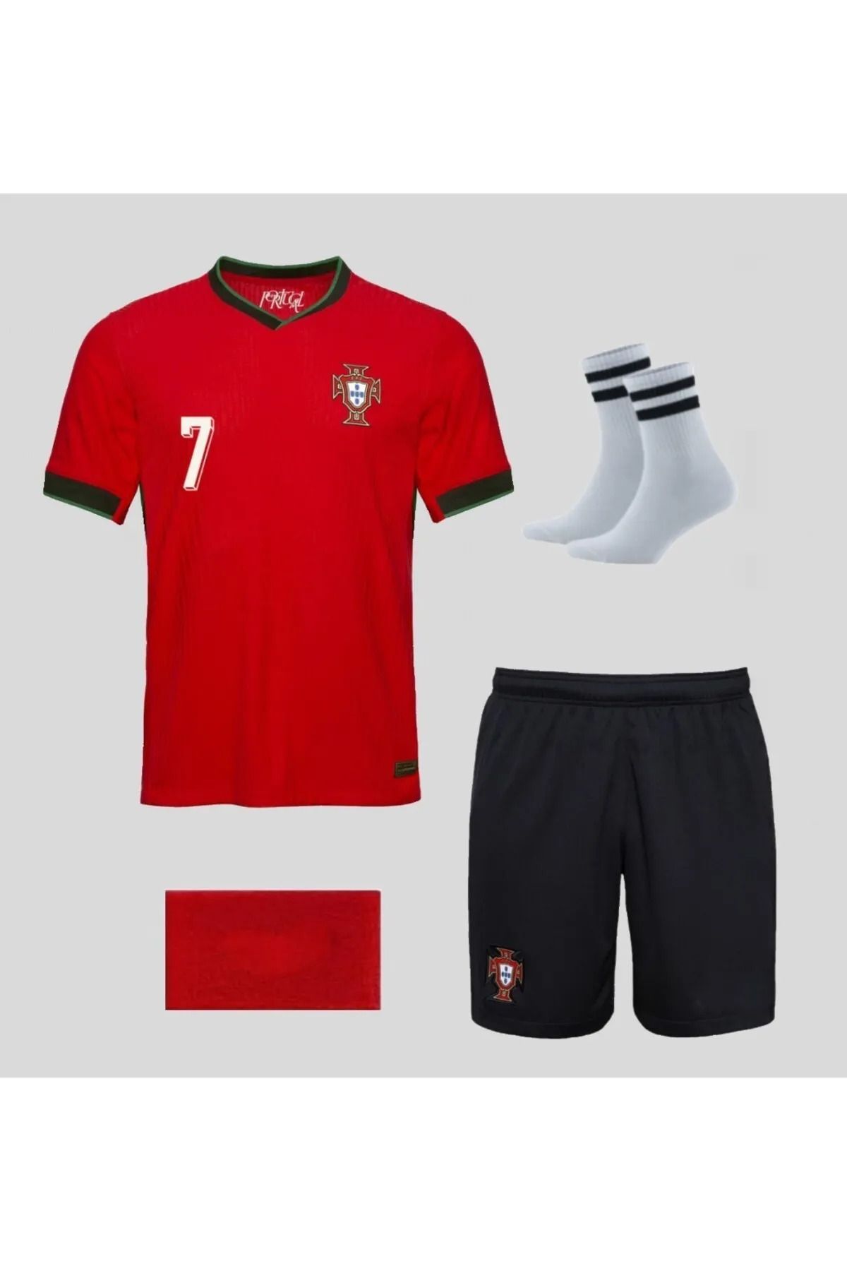 Alaturka Mix Portekiz Kırmızı Ronaldo 2024/25 Yeni Sezon Futbol Çocuk Forması Şort Çorap Bileklik Hediyeli