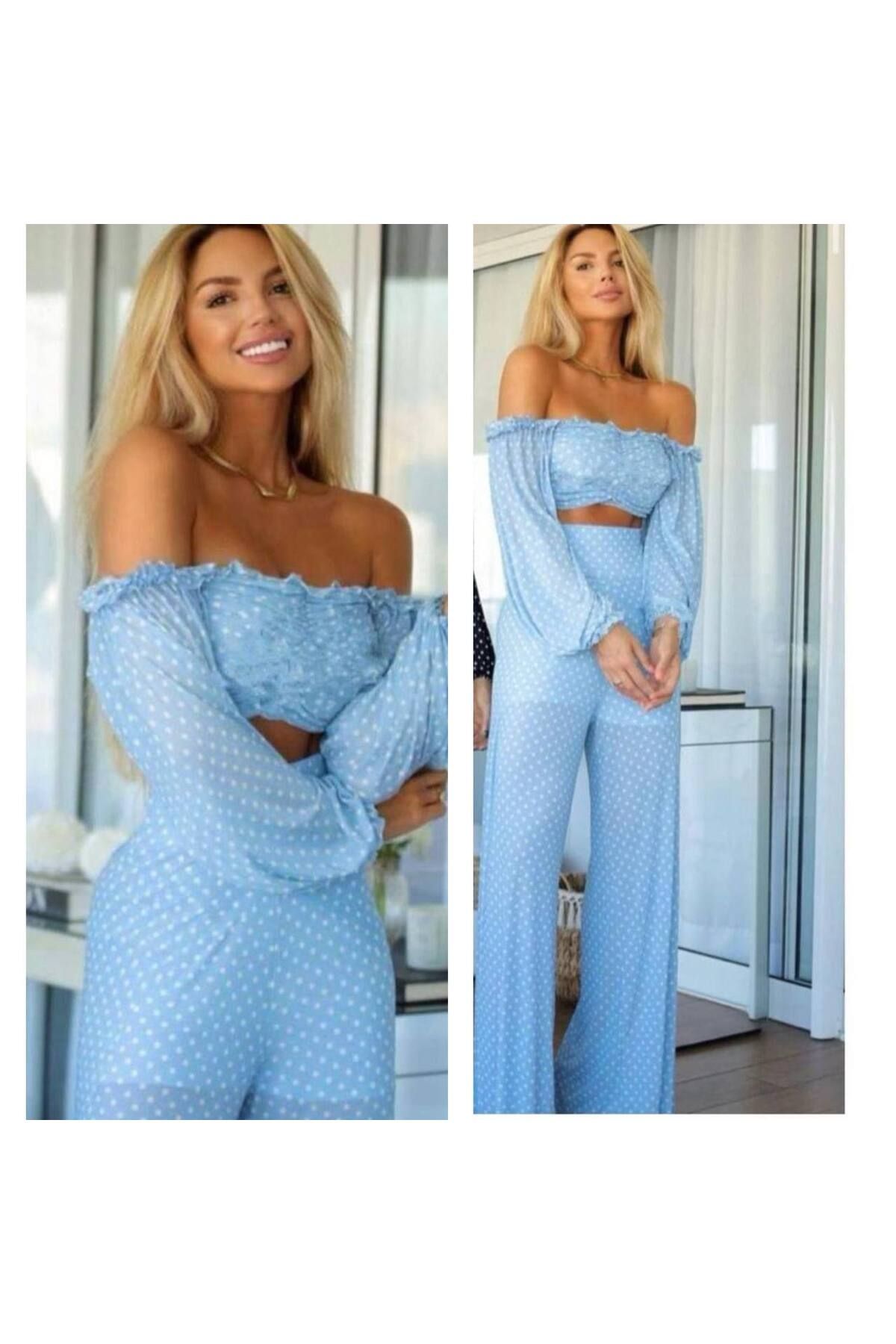 hipnoz butik kadın içi şort astarlı şifon pantolonlu takım
