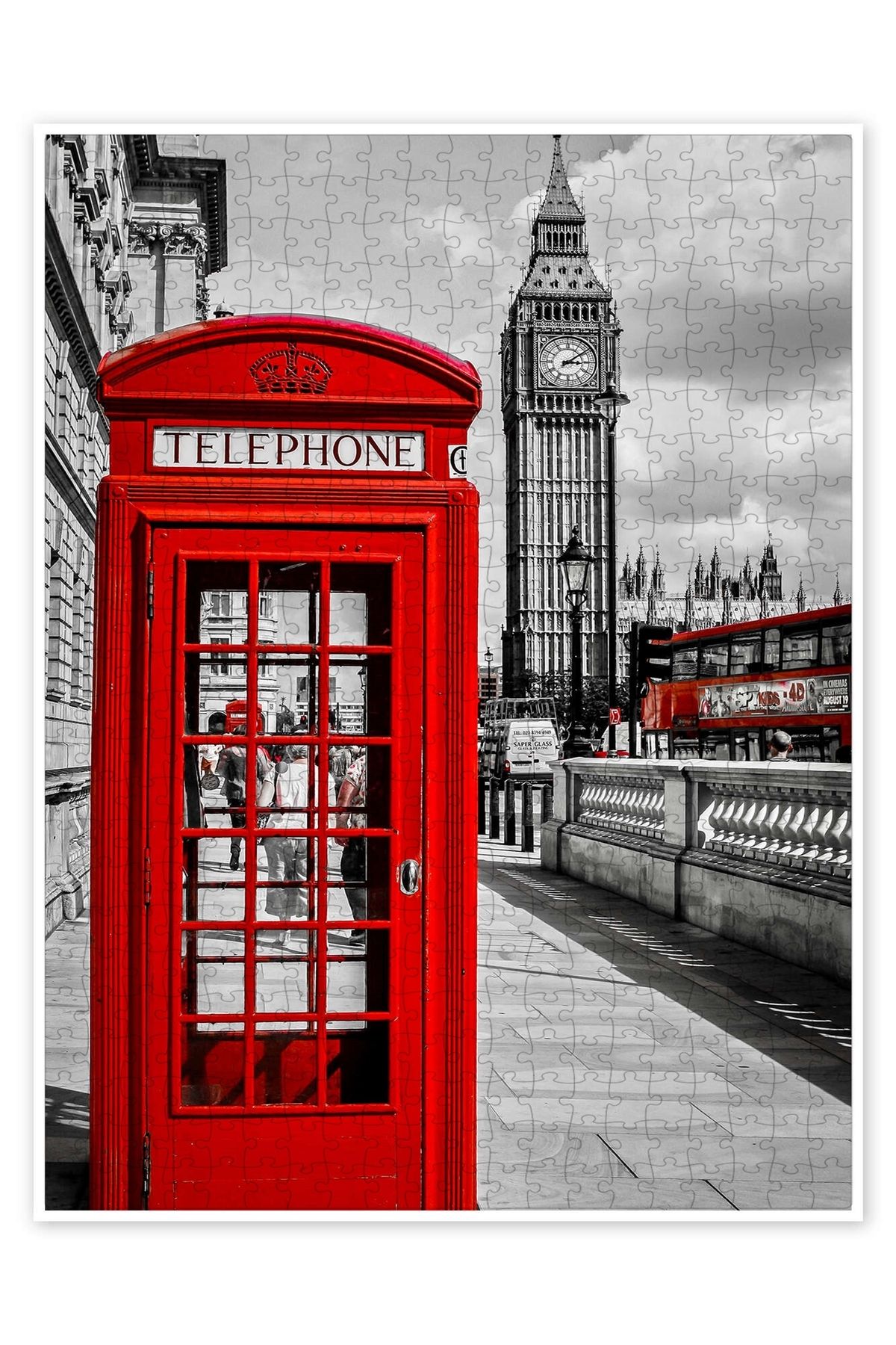 Jeronkarji Londra telefon kulübesi ve Big Ben 500 Parça Puzzle Yapboz Şehir Manzara Temalı Hobilik