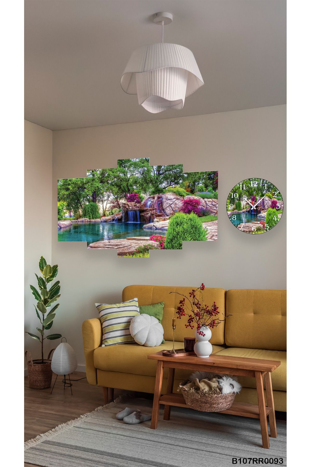 A2ZTR Duvar Mdf Tablo 5 Parça Set Ve saatli