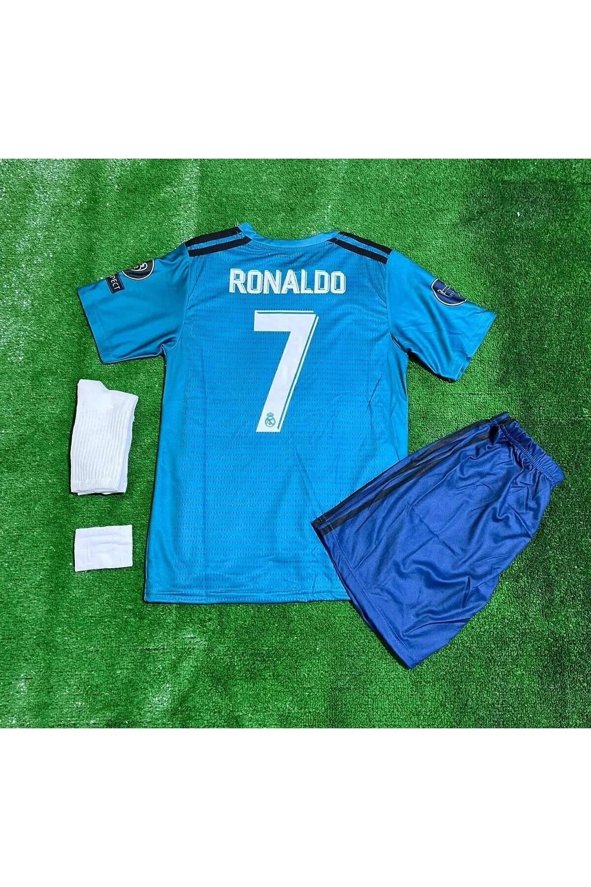 Alaturka Mix Real Madrid 2017/18 Deplasman Ronaldo 4 Lü Set Çocuk Forması Şort Çorap Bileklik Hediyeli