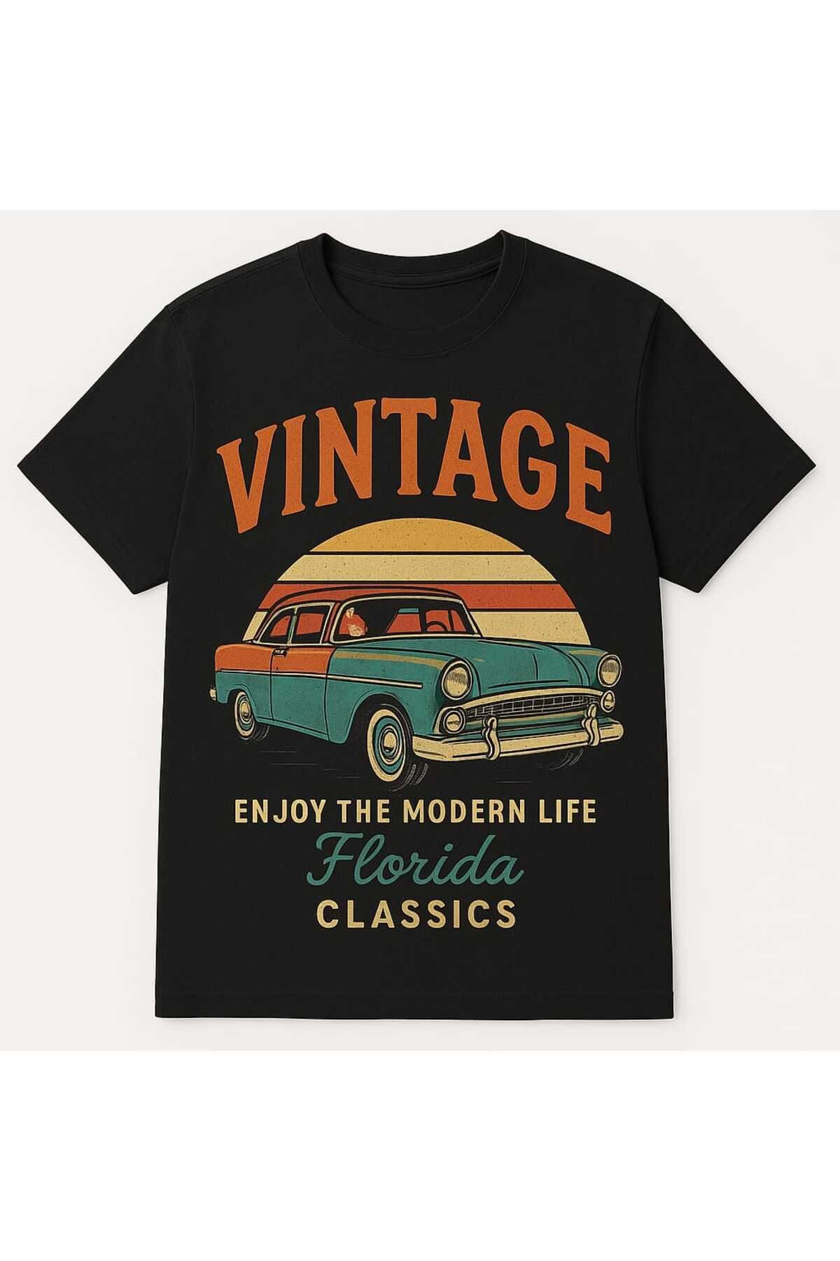 MAGORS GraffTee Unisex Vintage Baskılı Geniş Kesim Bisiklet Yaka T-shirt