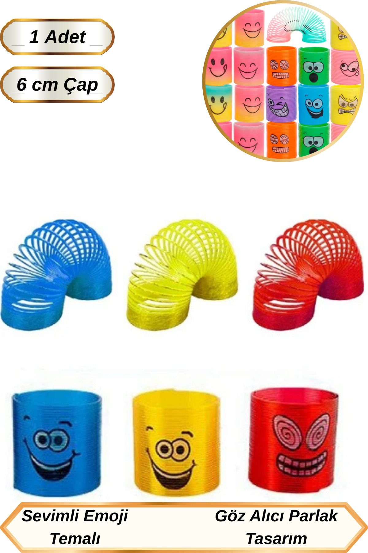 Hane Dostu 1 Adet Orta Boy Göz Alıcı Parlak Tasarım | Sevimli Emojili Stres Yayı