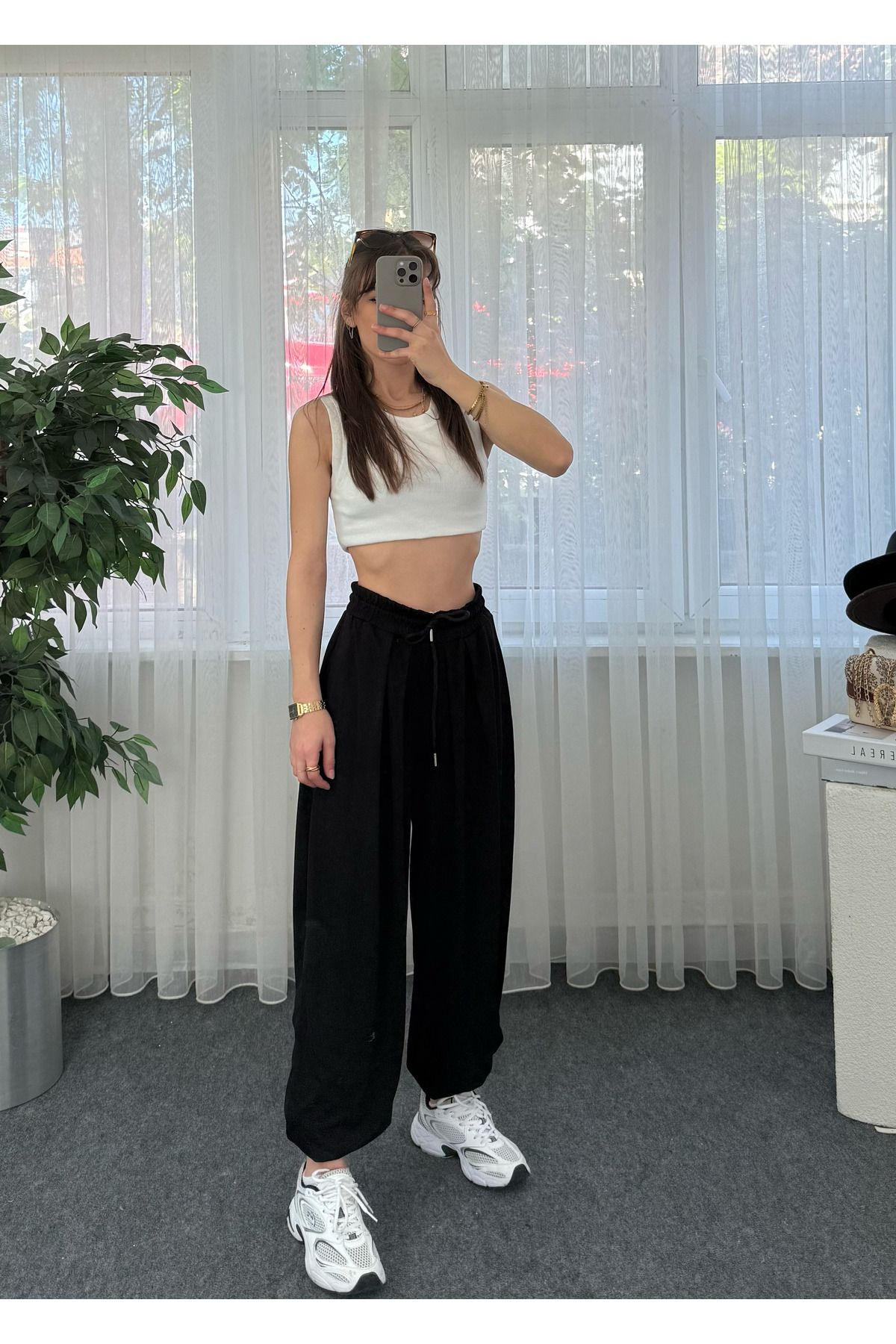 LUVESSE Tula Modal Siyah Şalvar Pantolon