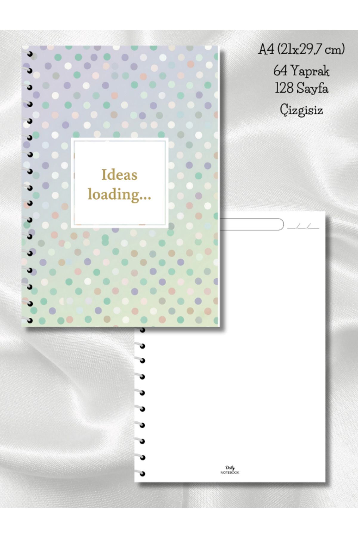 daily notebook Pastel Çizgisiz Okul Defteri,64 Yaprak Spiralli A4 Büyük Boy (21x29,7 cm) Boyutunda