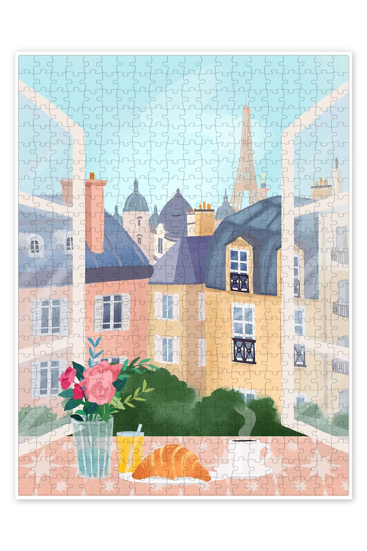 Jeronkarji Paris Penceresi 500 Parça Puzzle Yapboz Şehir Manzara Temalı Hobilik