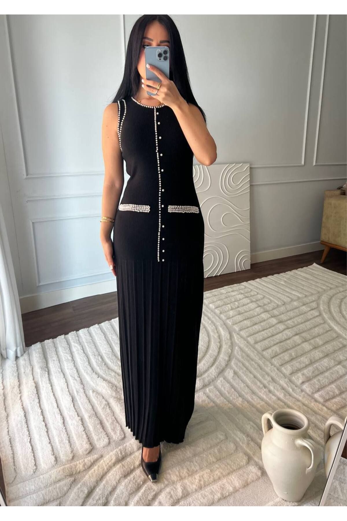 Abalı Yeni sezon triko taşlı yazlık elbise Jar Almajboir model Z-RA model