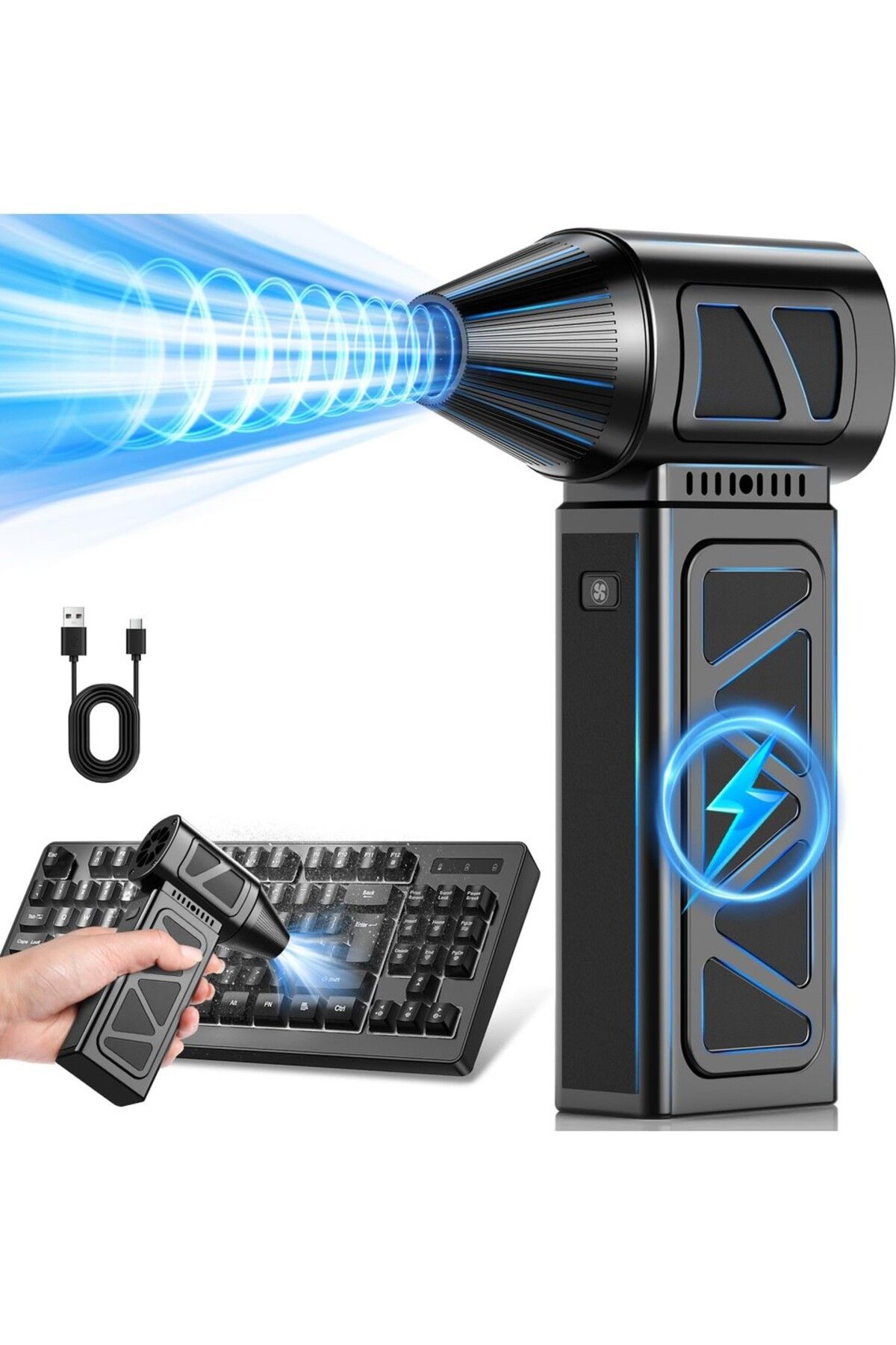 Bosile Süper Güçlü Üfleyici Şarjlı Fan Turbo Fan 130000 RPM Güçlü Fan Vantilatör Üfleyici Turbo