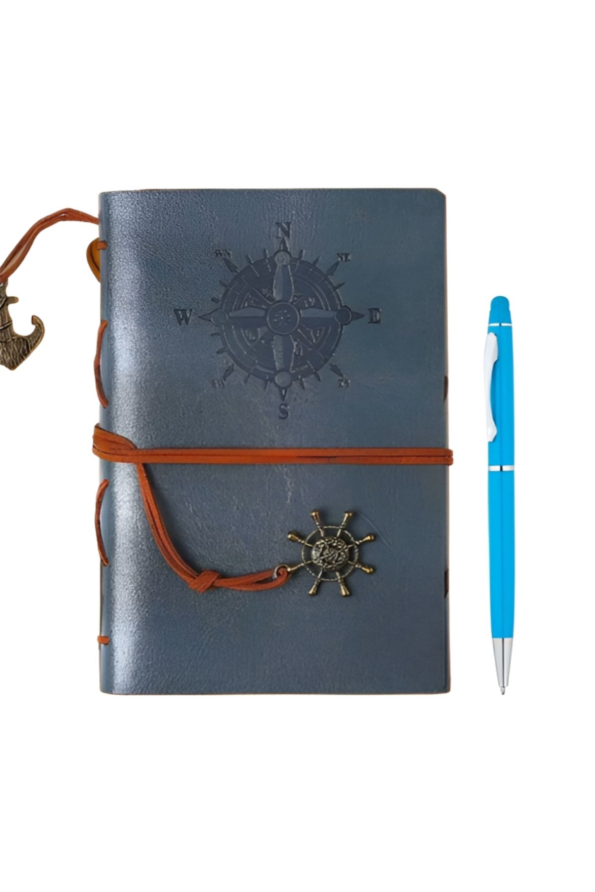 Wolawood Deri Kapaklı Vintage Defter Vip Kalem Hediyeli Kraft Sayfa Günlük Not Ajanda Anı Hatıra Defteri