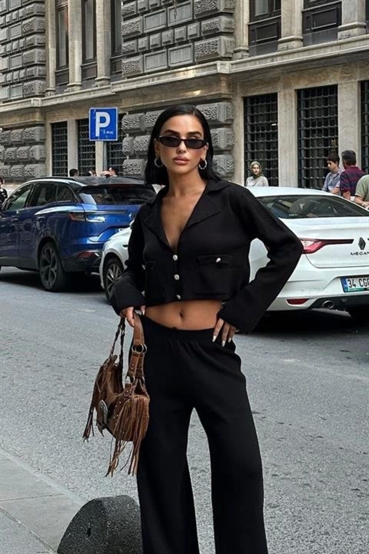 Omarı Nancy Kruveze Yaka Crop Takım 9954 - 25