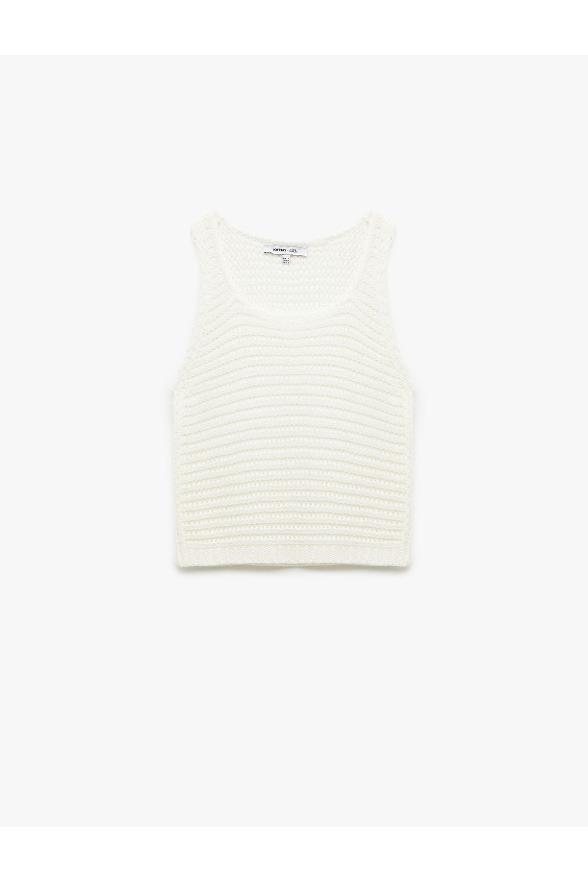 Koton-New Season Koton X Sima Tarkan - Sleeveless Crew Neck Openwork Crochet Undershirt 4
