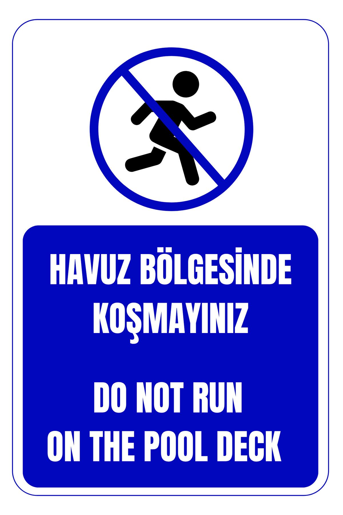 Girl Power 35 x 50 Havuz Bölgesinde Koşmayınız Folyo Baskı Sticker Uyarı Levhası