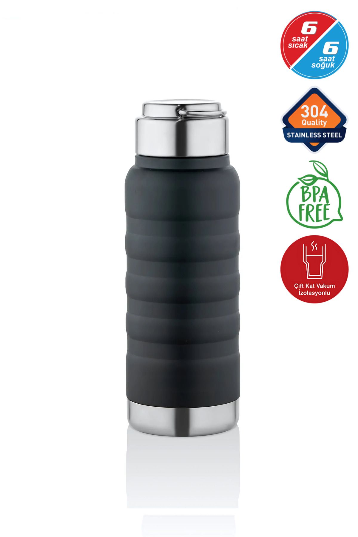 Yaren Style 400 ml Siyah Paslanmaz Çelik Termos – Su, Meşrubat, Çay için | Kamp, Okul, Piknik, Servis & İkram