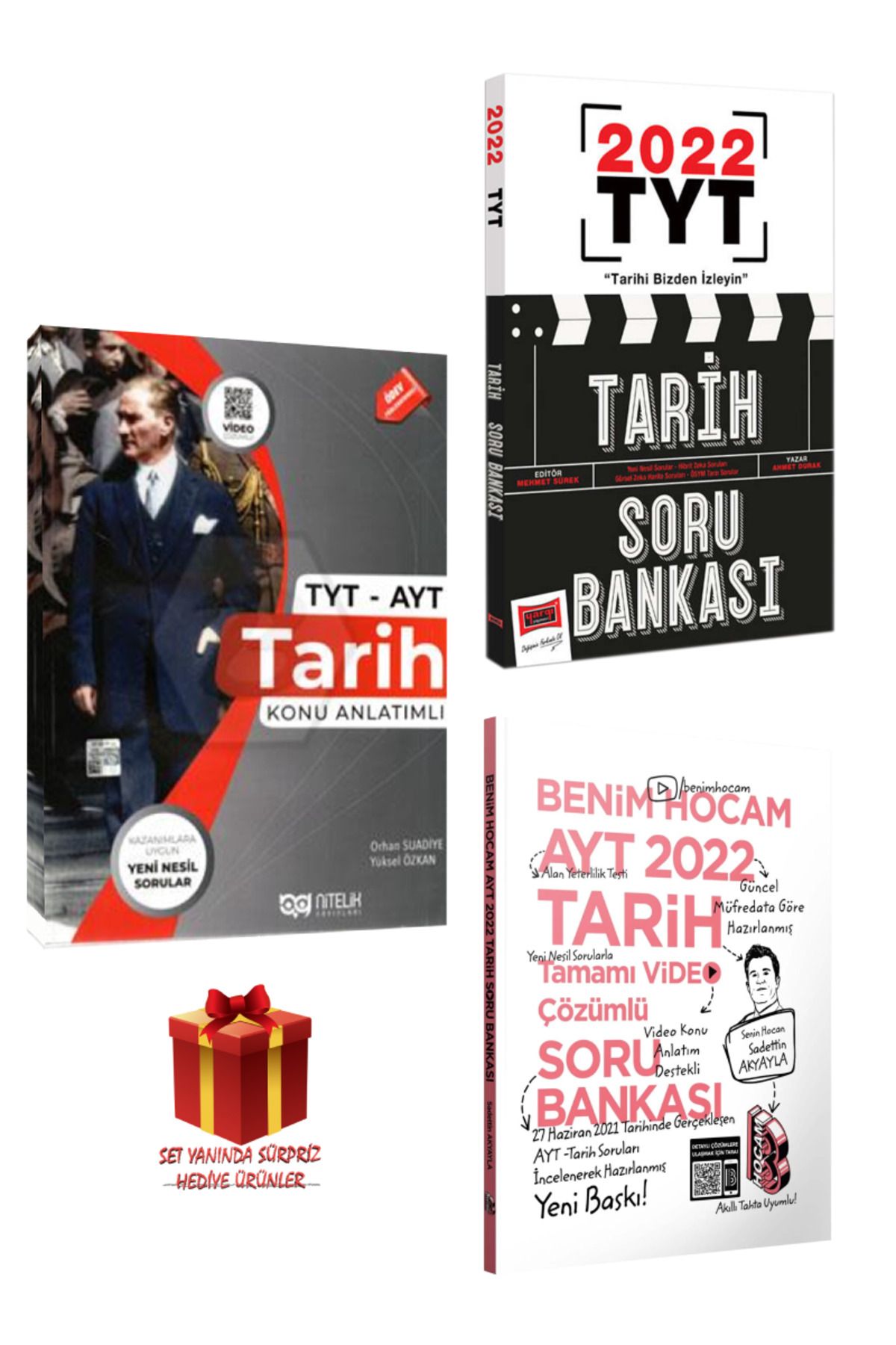 Nitelik Yayınları TYT AYT Tarih Konu Anlatımı+Yargı TYT Tarih Soru Bankası+ Benim Hocam AYT Tarih Soru Bankası+ Hediye
