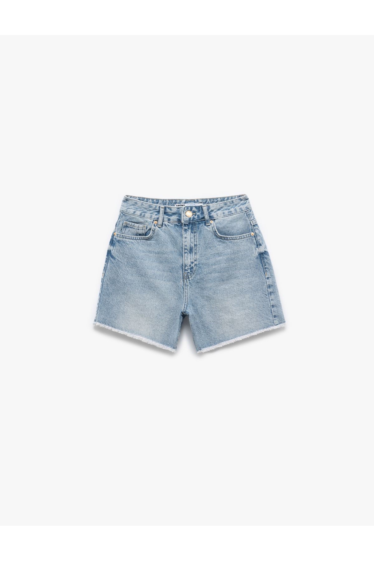 Koton Yeni Sezon Düğmeli Pis Paça Pamuklu Rahat Kalıp Mini Denim Şort